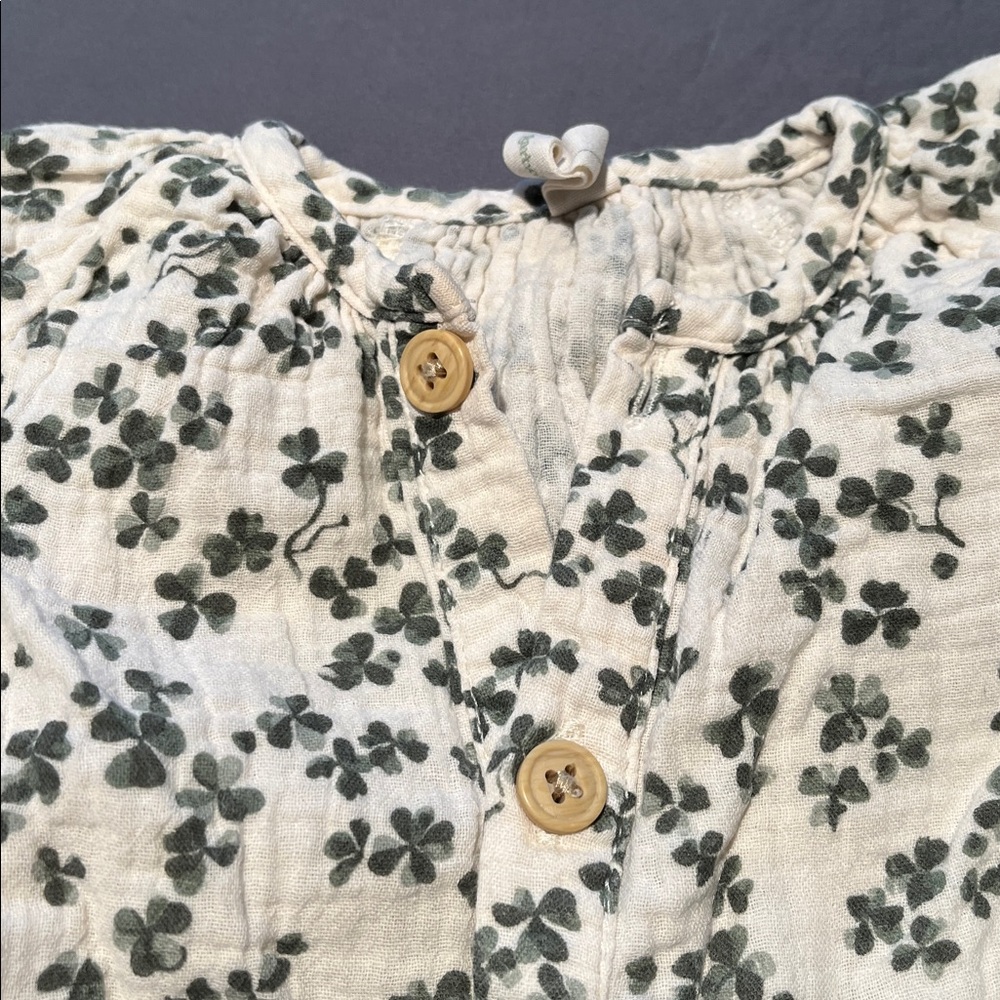 Garbo and Friends Cream and Green Baby Romper - Picture 3 of 4
